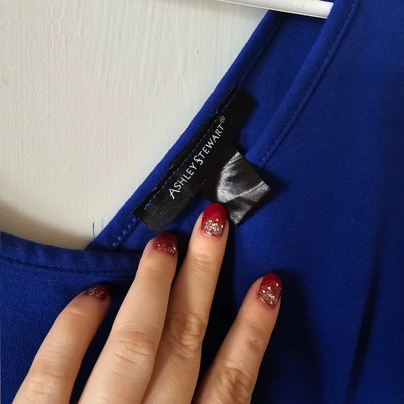 Plus Size Ashley Stewart Blue & Black Midi Dress Size 20. Very comfortable. - Picture 10 of 11